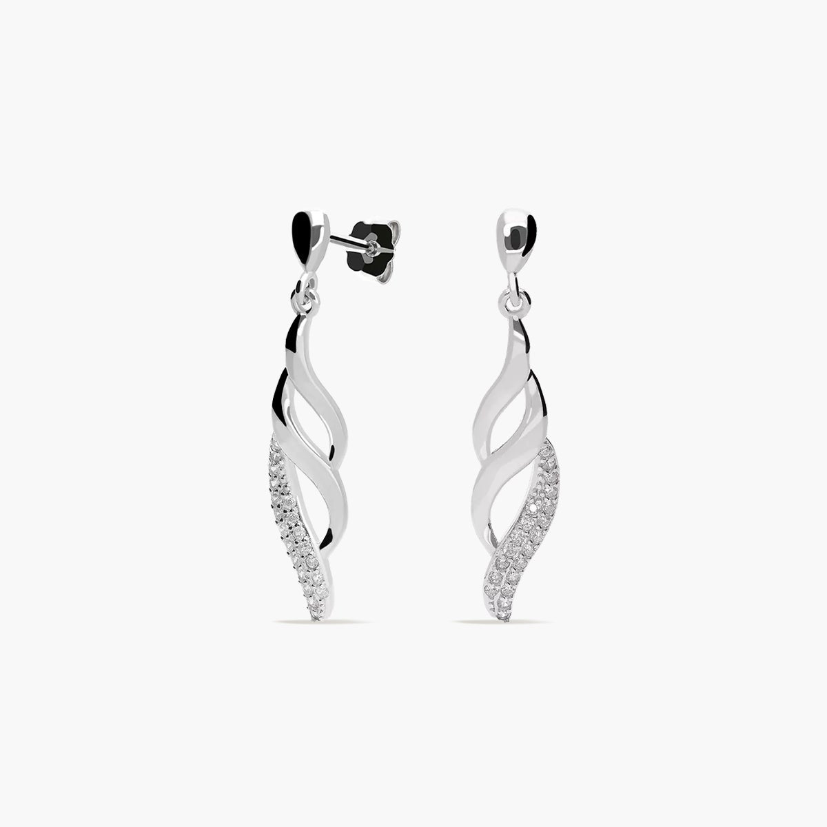 Pendientes largos de plata 1ª ley circonitas 30 mm