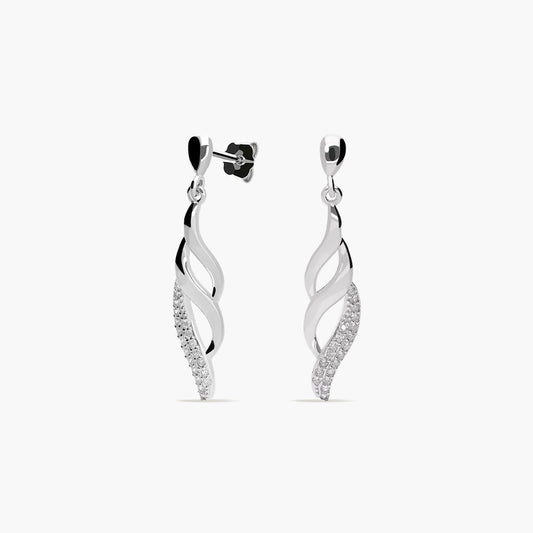Pendientes largos de plata 1ª ley circonitas 30 mm