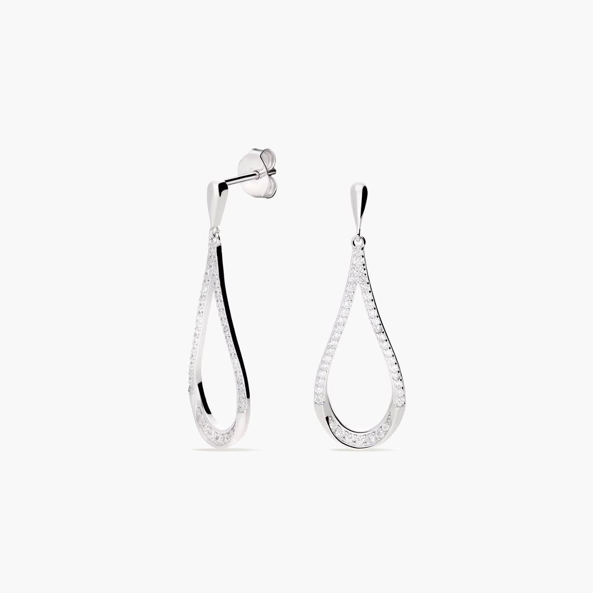 Pendientes largos de plata 1ª ley circonitas 35 mm