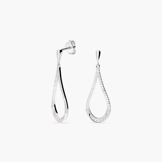 Pendientes largos de plata 1ª ley circonitas 35 mm