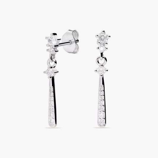 Pendientes largos de plata 1ª ley circonitas 23 mm