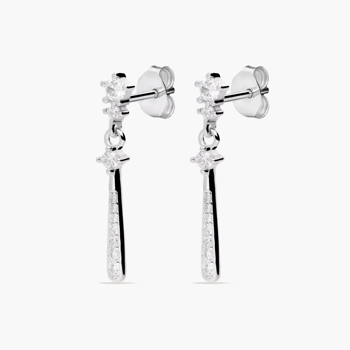 Pendientes largos de plata 1ª ley circonitas 23 mm
