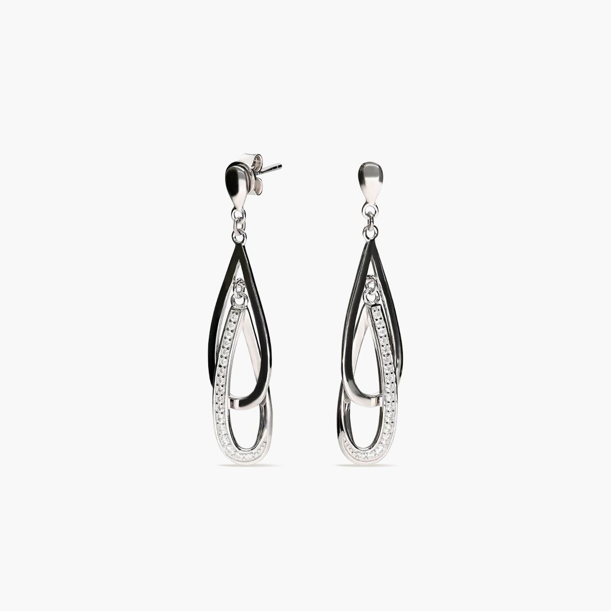 Pendientes largos de plata 1ª ley circonitas 40 mm