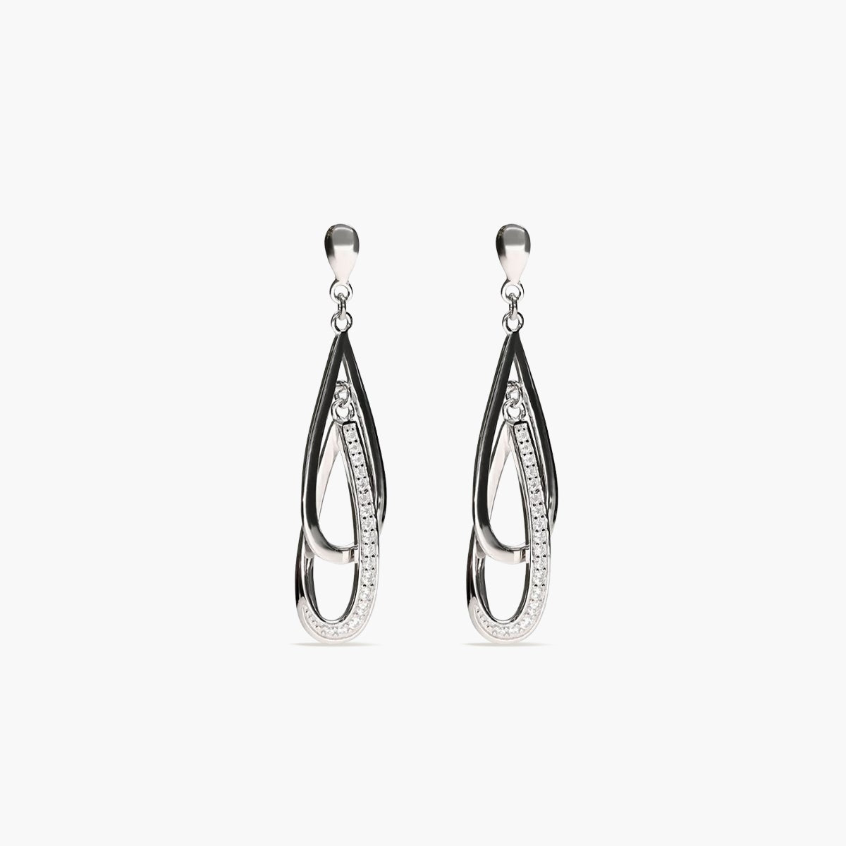 Pendientes largos de plata 1ª ley circonitas 40 mm