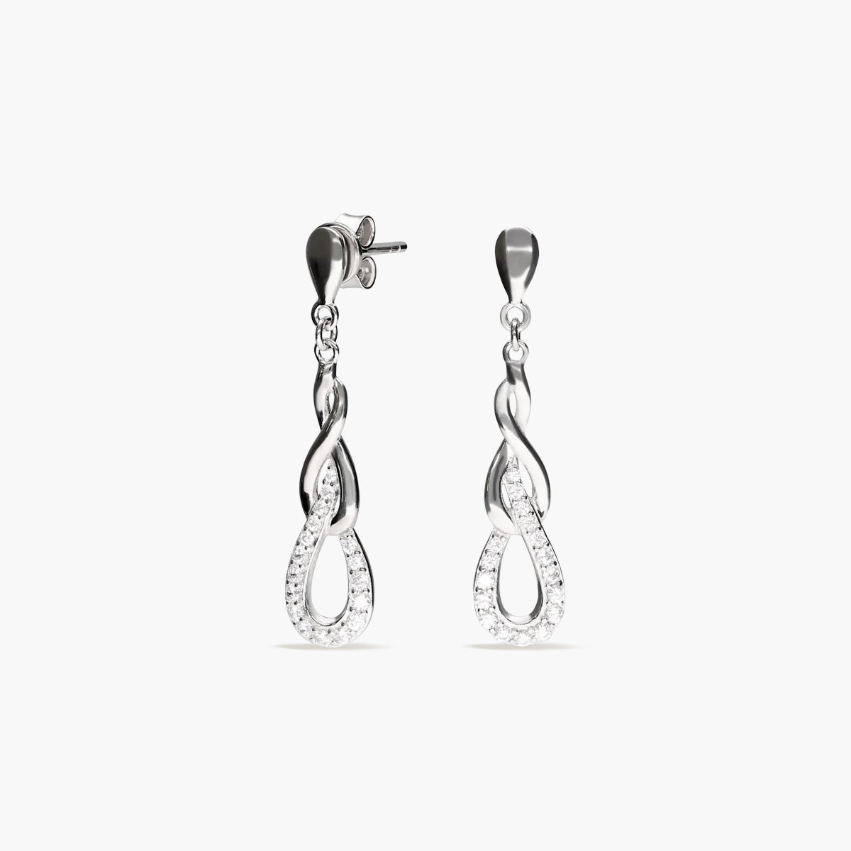 Pendientes largos de plata 1ª ley circonitas 32 mm