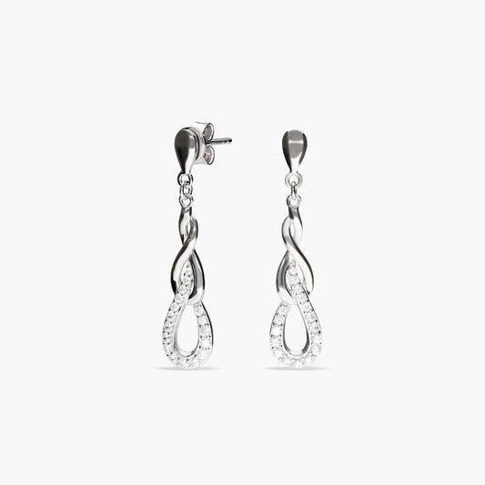 Pendientes largos de plata 1ª ley circonitas 32 mm