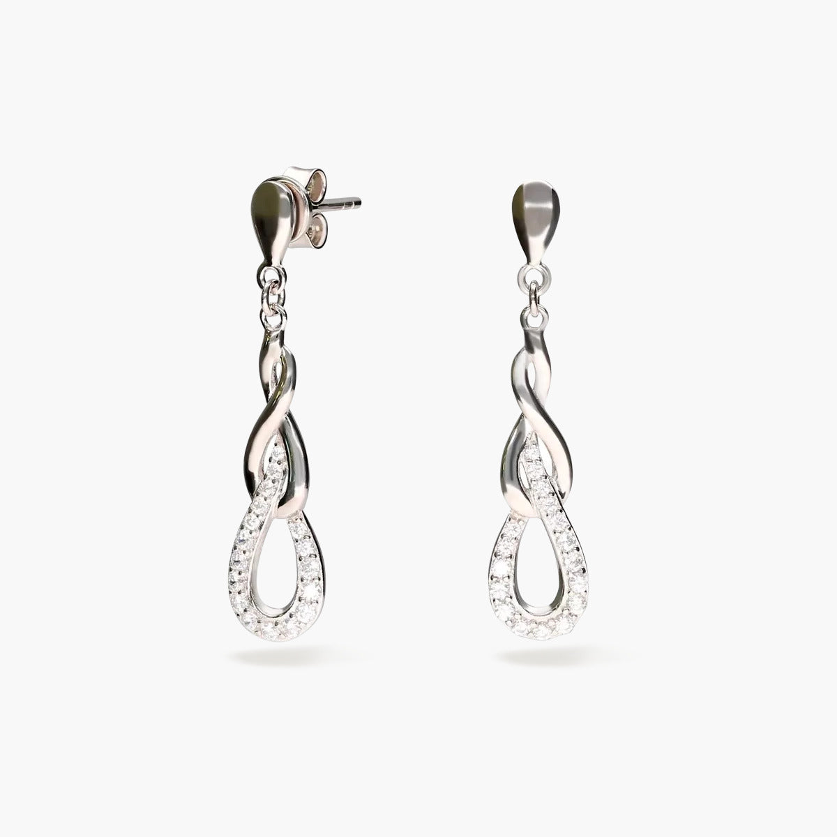 Pendientes largos de plata 1ª ley circonitas 32 mm