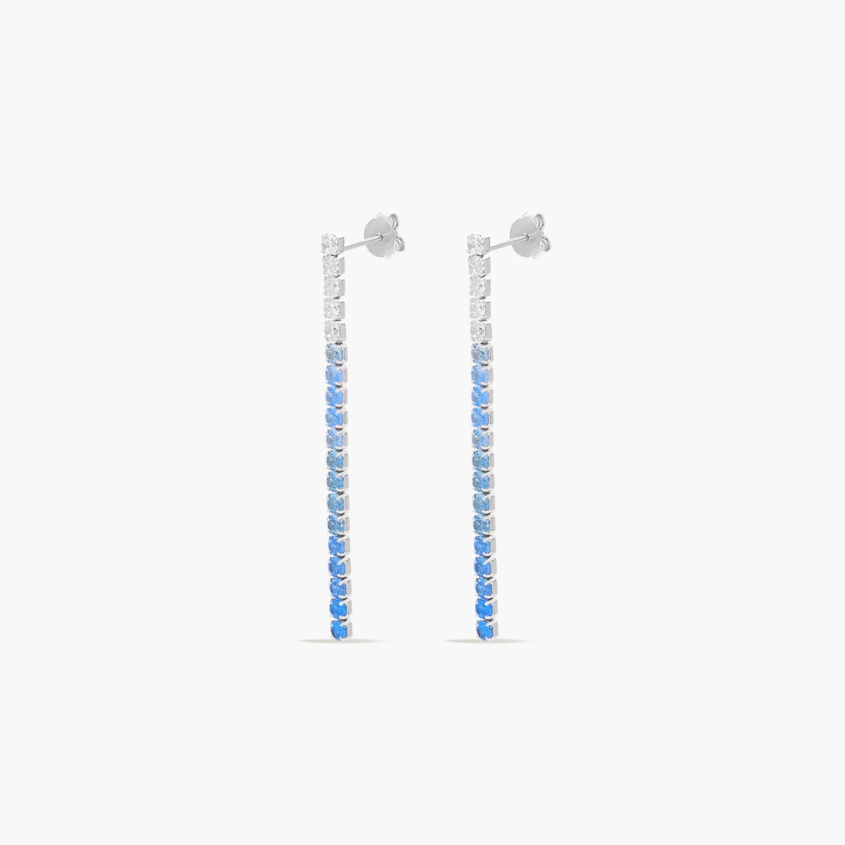 Pendientes largos de plata 1ª ley circonitas azul 48 mm RAINBOW TENNIS