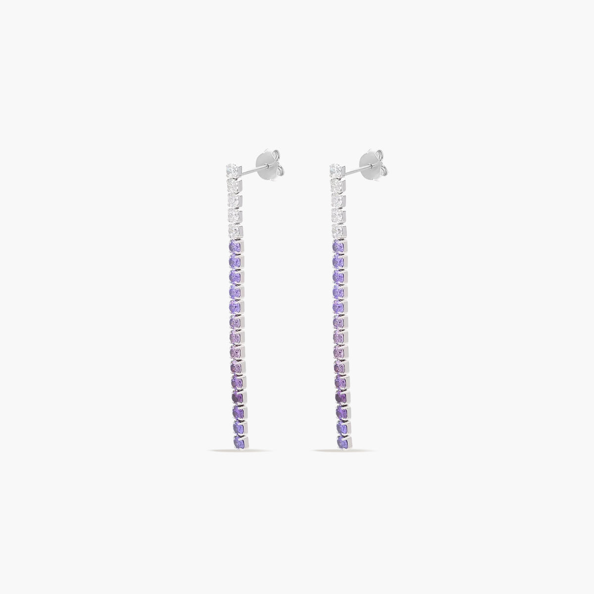 Pendientes largos de plata 1ª ley circonitas violeta 48 mm RAINBOW TENNIS
