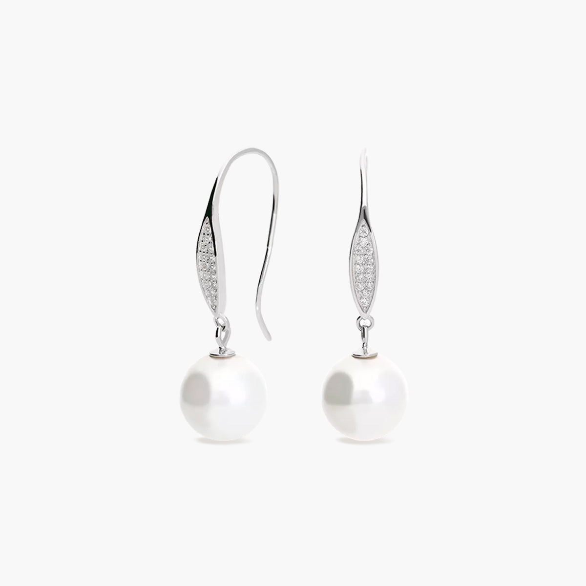 Pendientes largos de plata 1ª ley con perlas y circonitas 32 mm