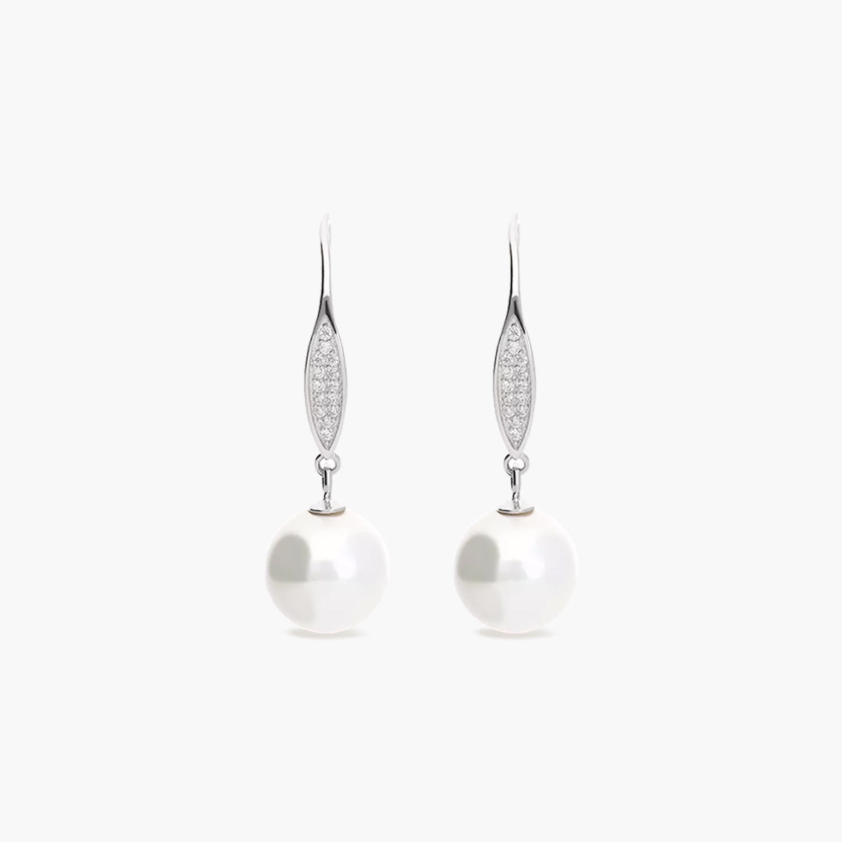 Pendientes largos de plata 1ª ley con perlas y circonitas 32 mm