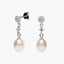 Pendientes largos de plata 1ª ley con perlas y circonitas 24 mm