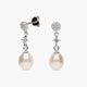 Pendientes largos de plata 1ª ley con perlas y circonitas 24 mm