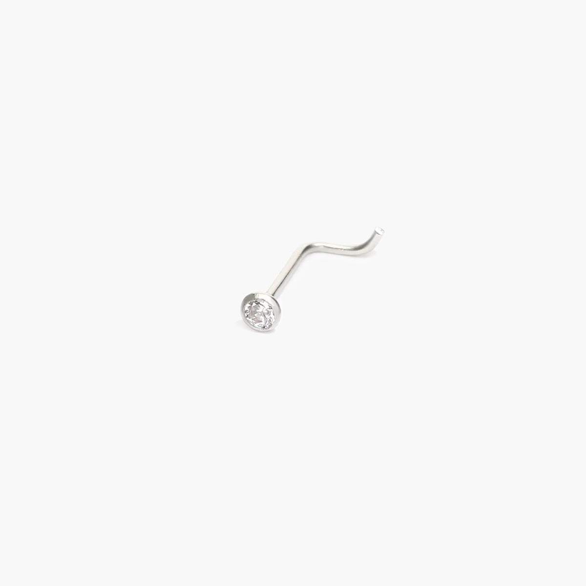 Piercing de nariz de oro blanco 18K circonita 10 mm