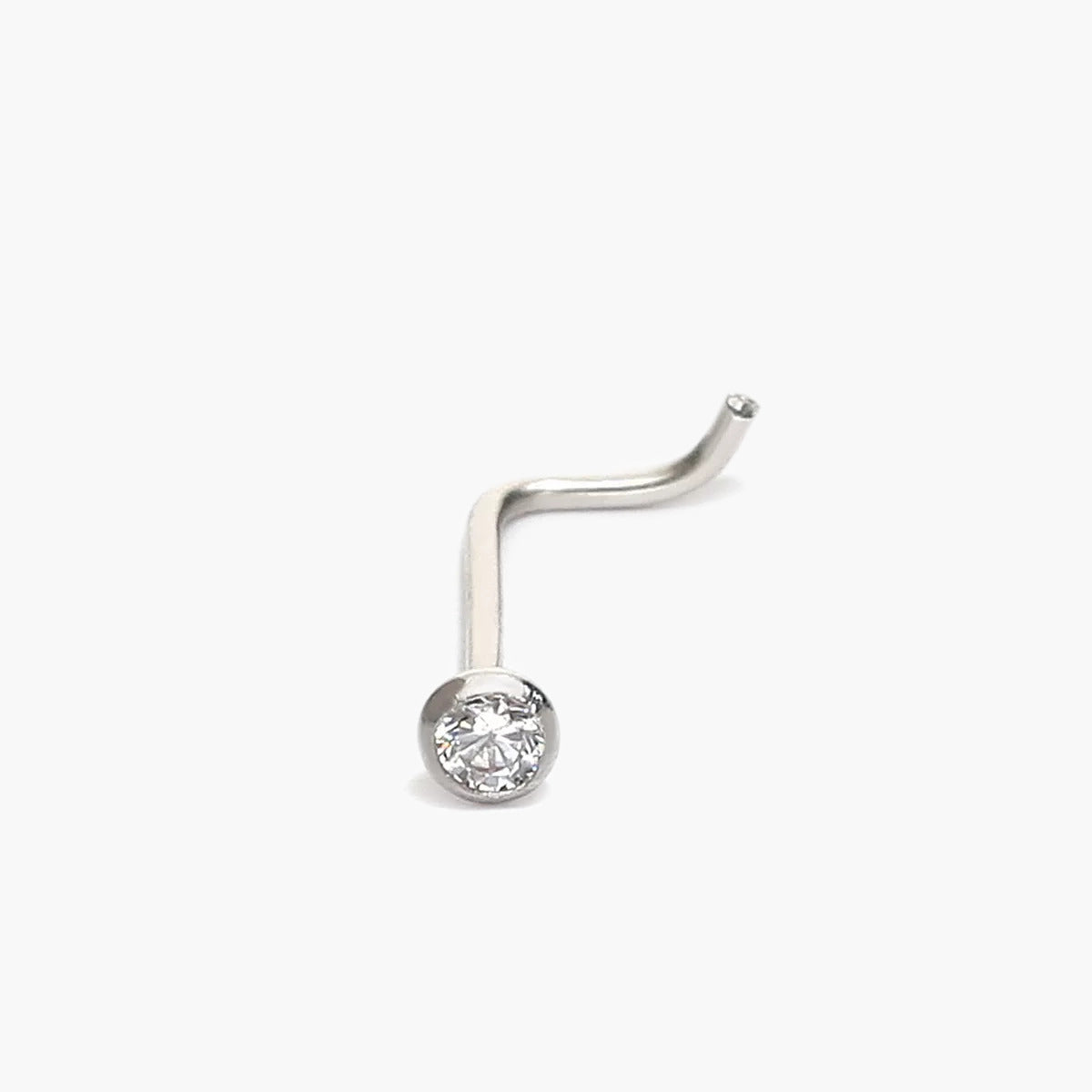 Piercing de nariz de oro blanco 18K circonita 10 mm