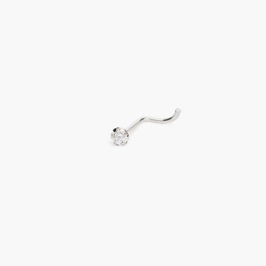 Piercing de nariz de oro blanco 18K circonita 10 mm