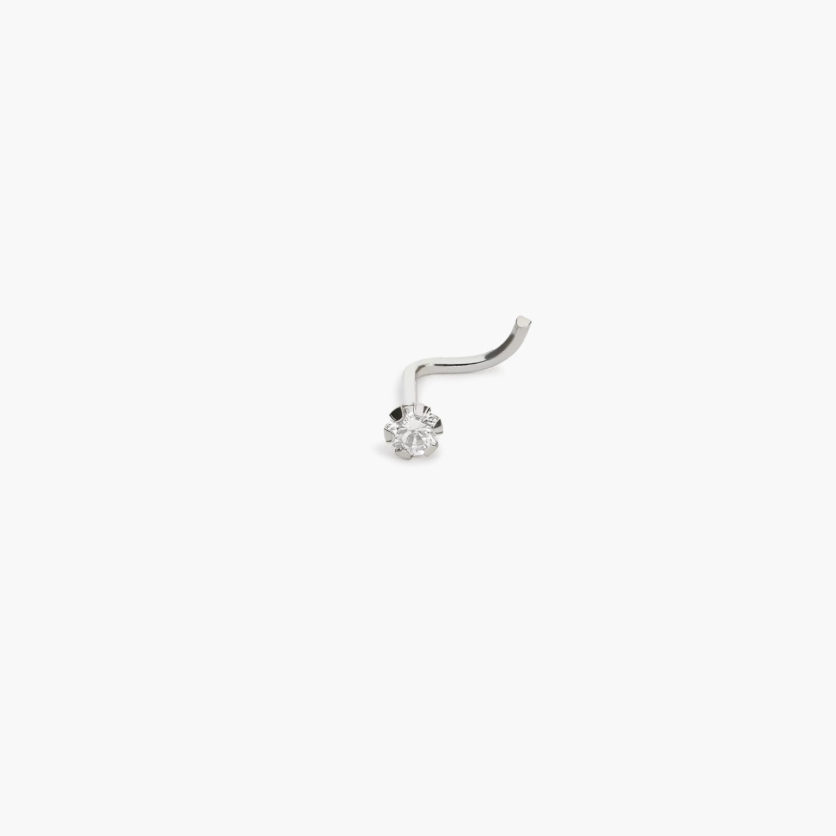 Piercing de nariz de oro blanco 18K circonita 10 mm