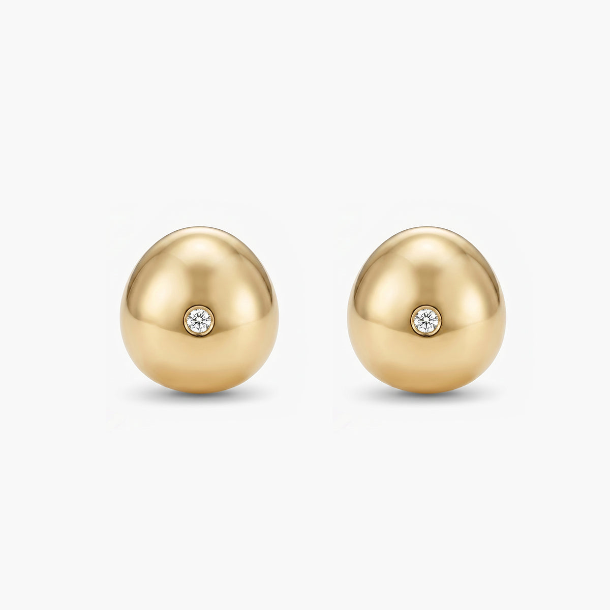 Pendientes redondos de plata 1ª ley con baño de oro 18K topacio blanco 11 mm BLOWN