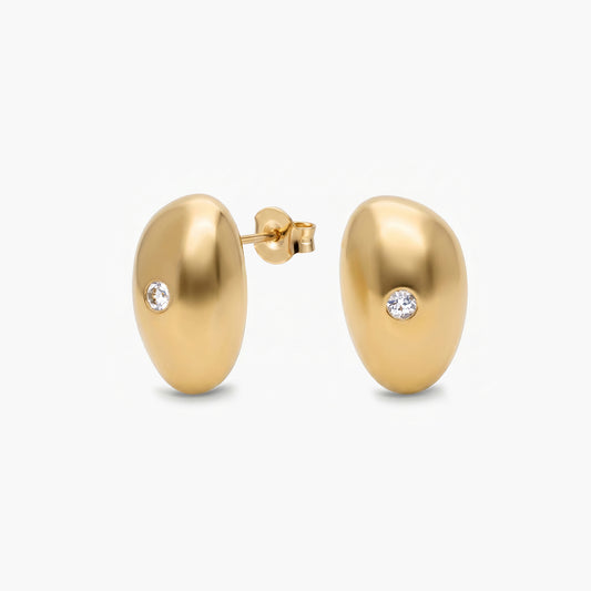 Pendientes con forma irregular de plata 1ª ley con baño de oro 18K topacio blanco 17x11 mm BLOWN