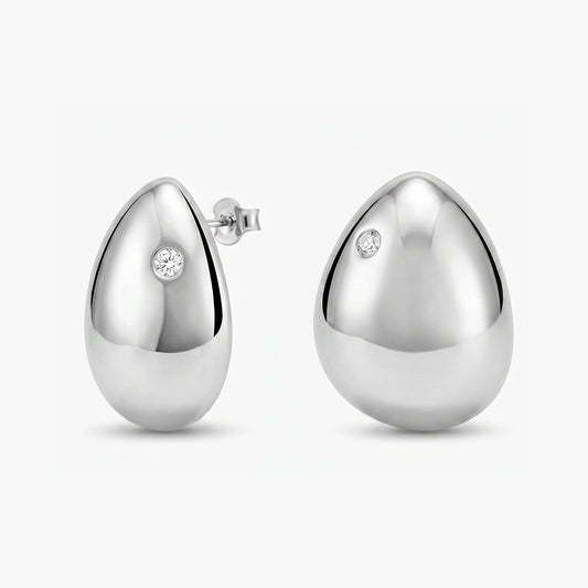 Pendientes con forma lágrima de plata 1ª ley topacio blanco 30x23 mm BLOWN