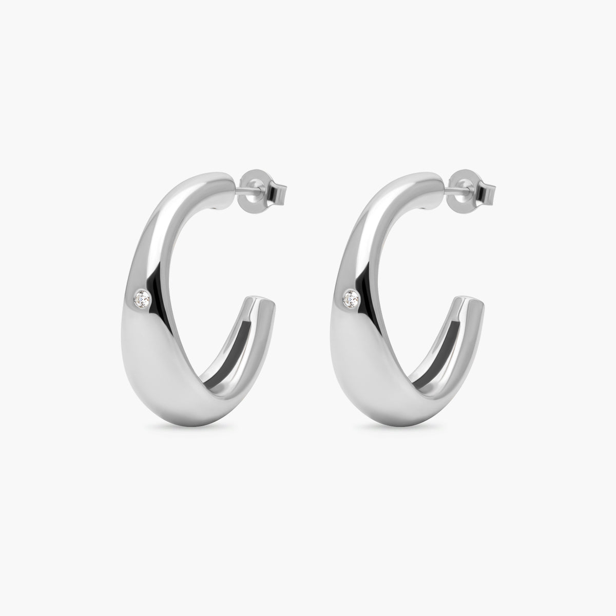 Pendientes de aro de plata 1ª ley topacio blanco 29x9,5 mm BLOWN