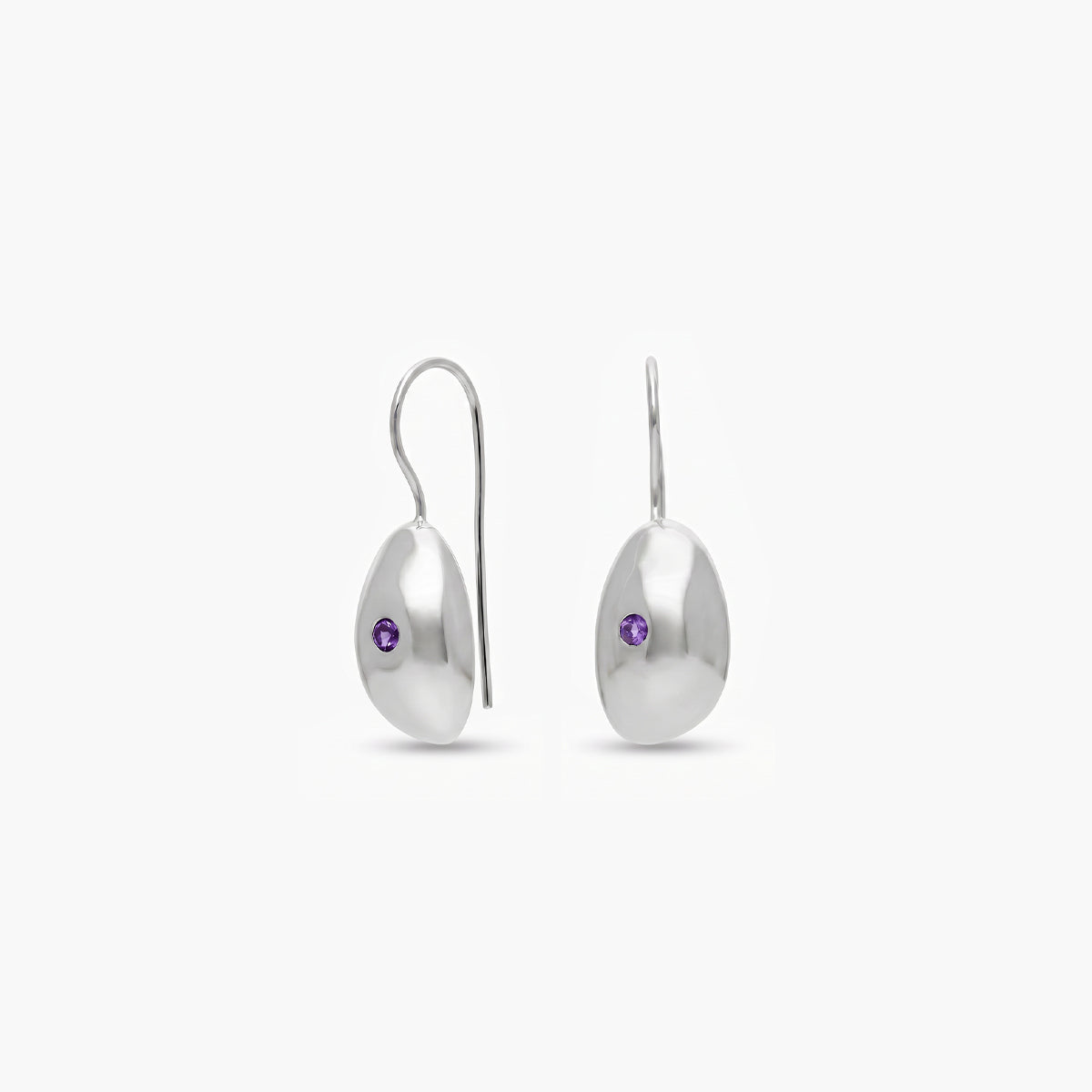 Pendientes largos de plata 1ª ley amatista violeta 30 mm BLOWN