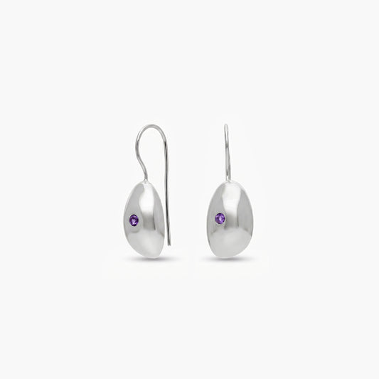 Pendientes largos de plata 1ª ley amatista violeta 30 mm BLOWN