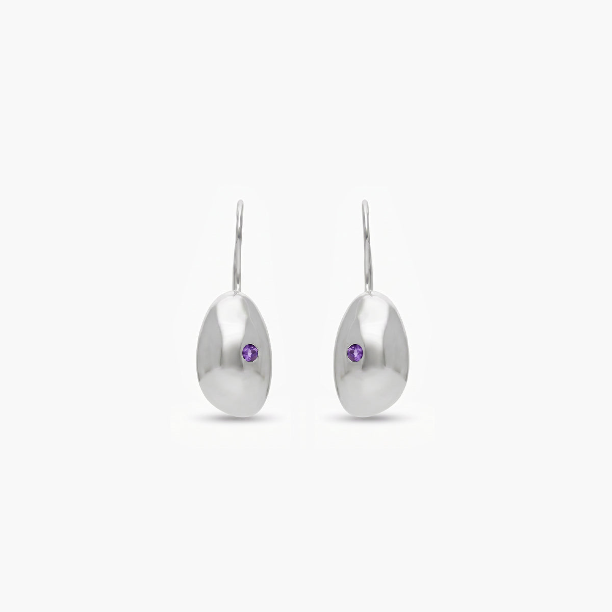 Pendientes largos de plata 1ª ley amatista violeta 30 mm BLOWN