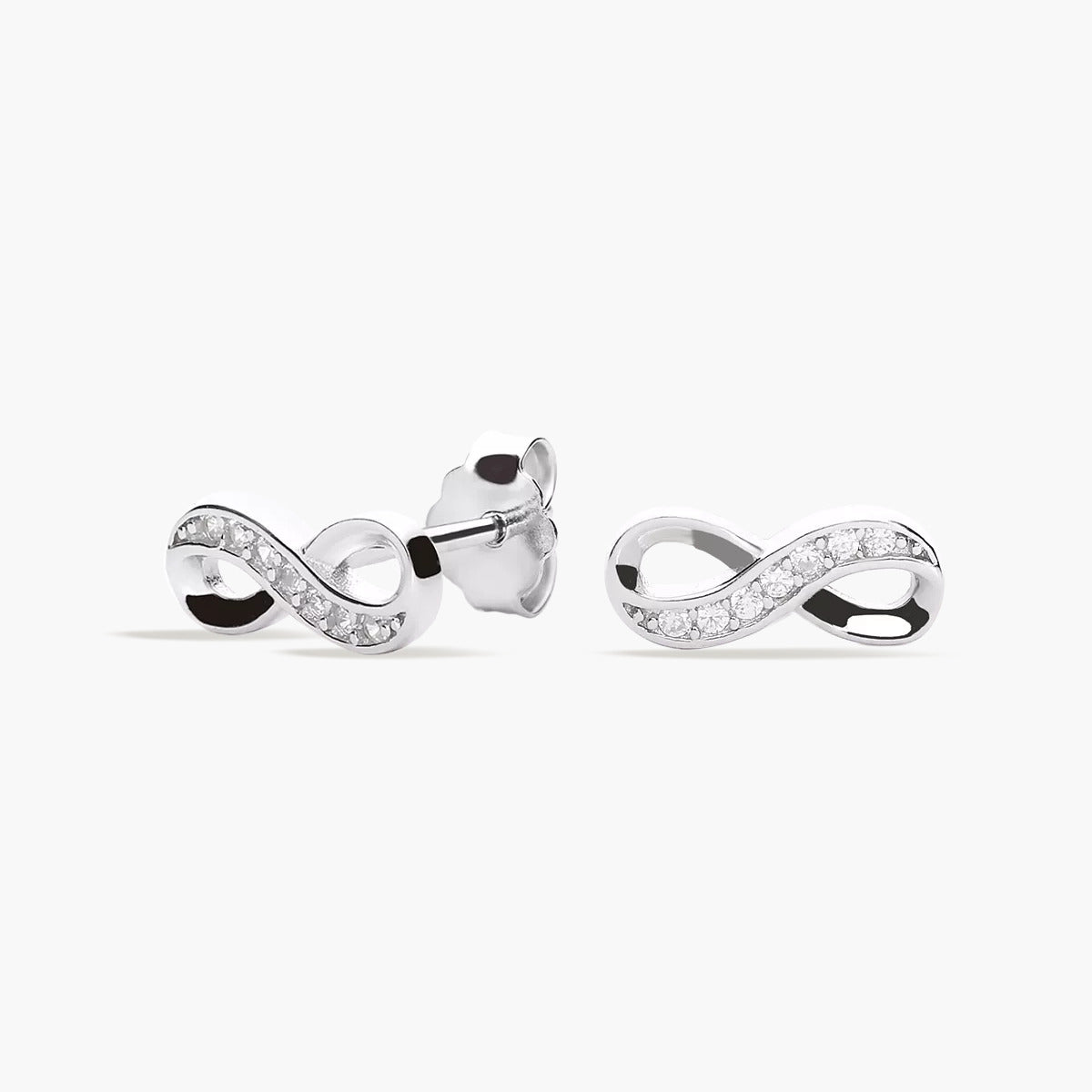 Pendientes infinito de plata 1ª ley circonitas 4 mm