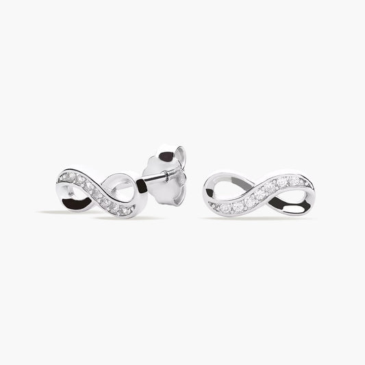 Pendientes infinito de plata 1ª ley circonitas 4 mm