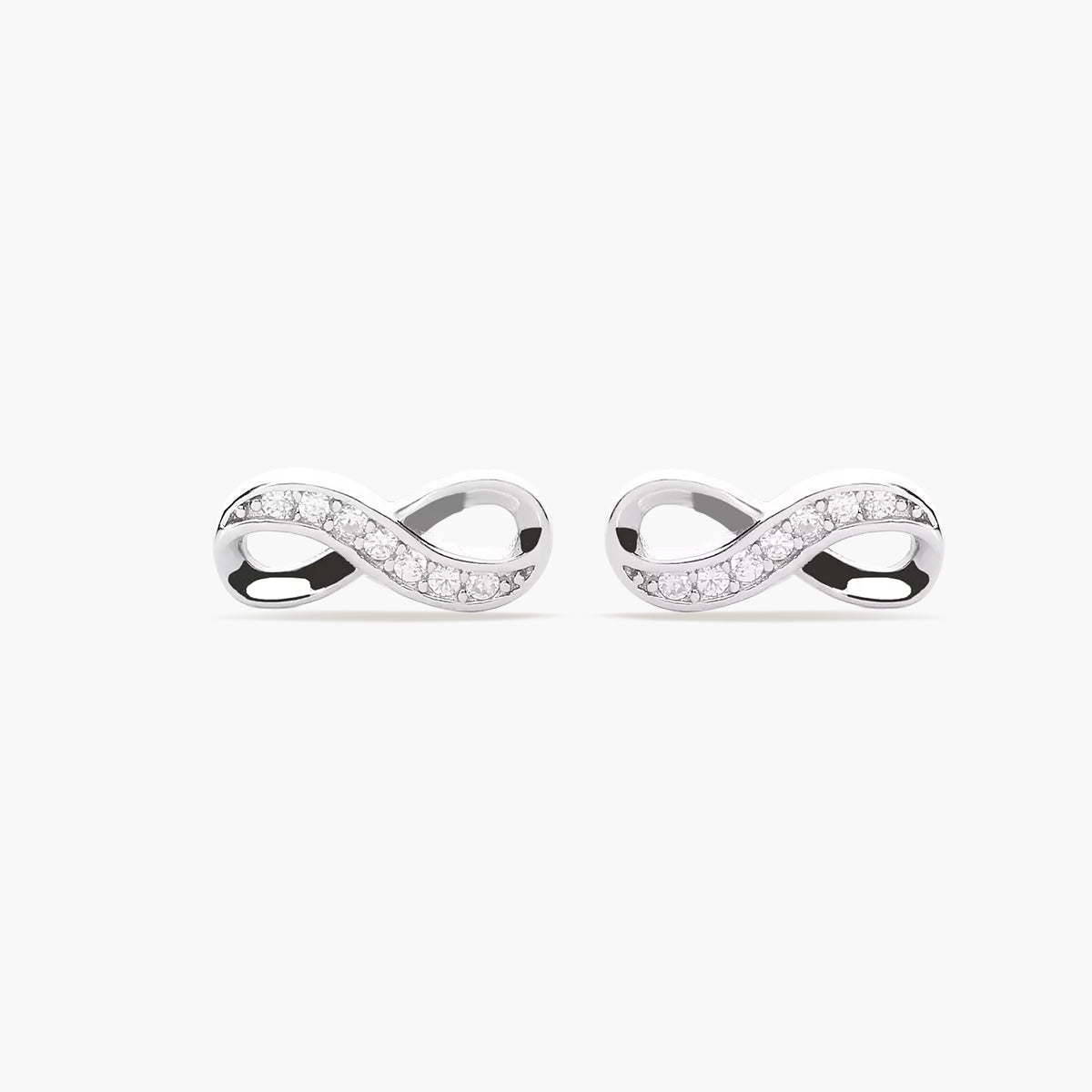 Pendientes infinito de plata 1ª ley circonitas 4 mm