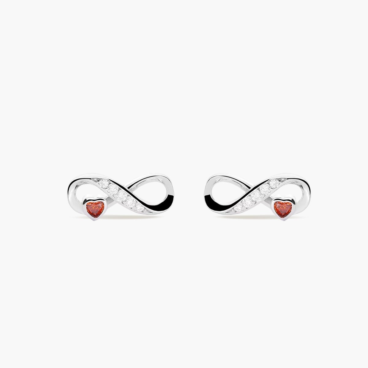 Pendientes infinito y corazón de plata 1ª ley circonitas 12 mm