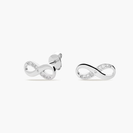 Pendientes infinito de plata 1ª ley circonitas 12 mm