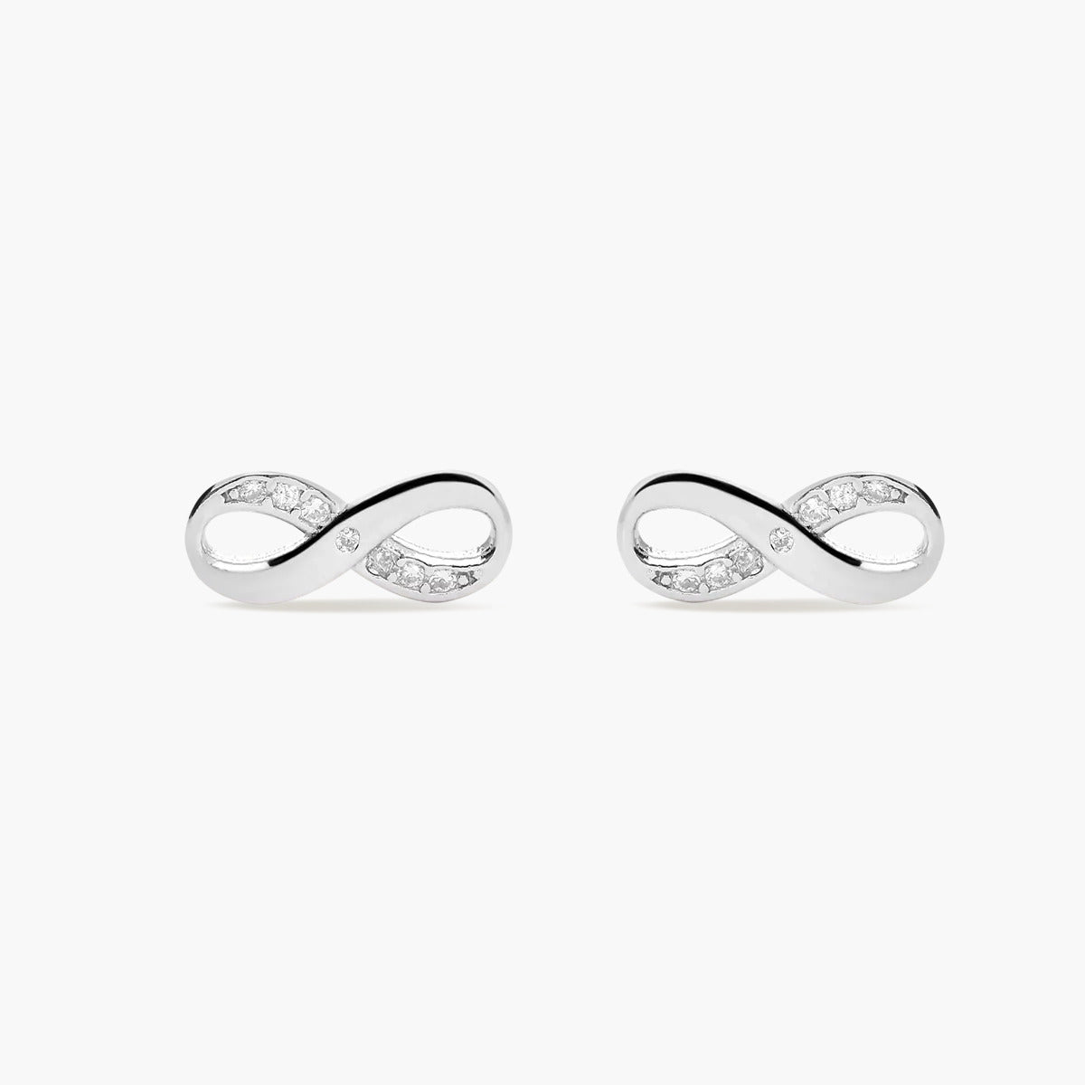 Pendientes infinito de plata 1ª ley circonitas 12 mm