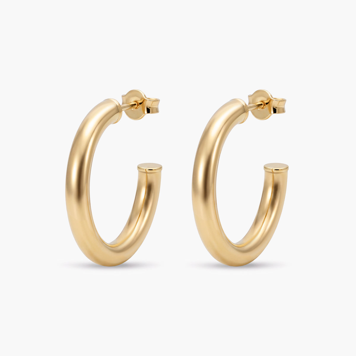 Pendientes de aro de plata 1ª ley con baño de oro 18K cierre presión 15 mm