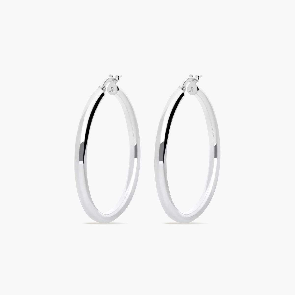 Pendientes de aro liso de plata 1ª ley 25 mm