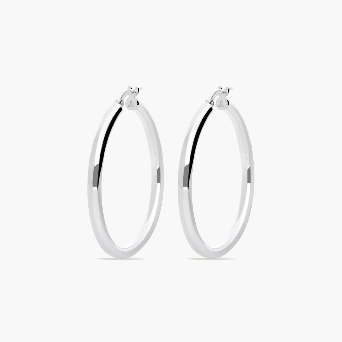 Pendientes de aro liso de plata 1ª ley 35 mm