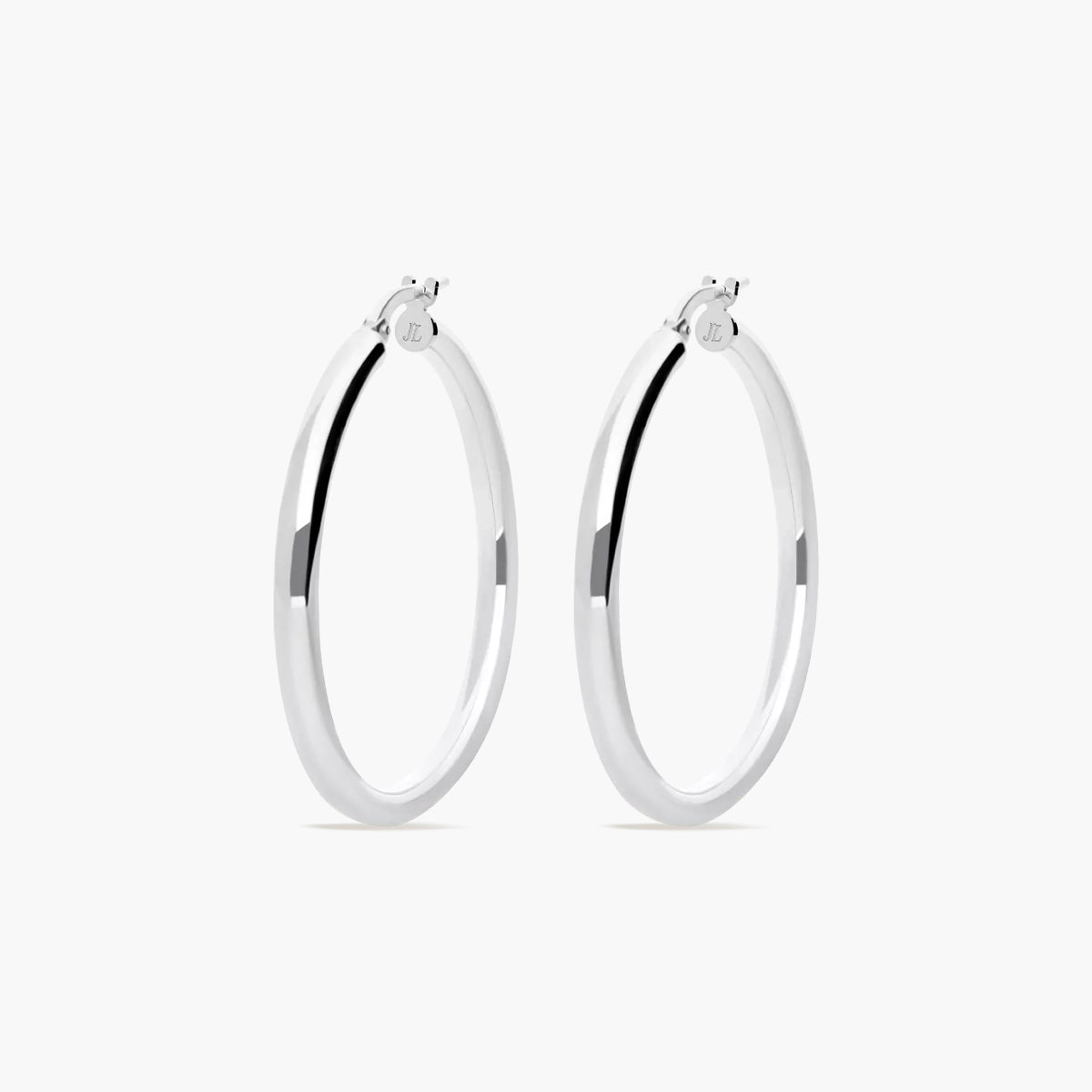 Pendientes de aro liso de plata 1ª ley 45 mm