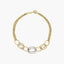 Pulsera de oro bicolor 18K eslabón anillas con cadena 19 cm