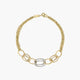 Pulsera de oro bicolor 18K eslabón anillas con cadena 19 cm