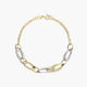 Pulsera de oro bicolor 18K eslabón anillas con cadena 19 cm