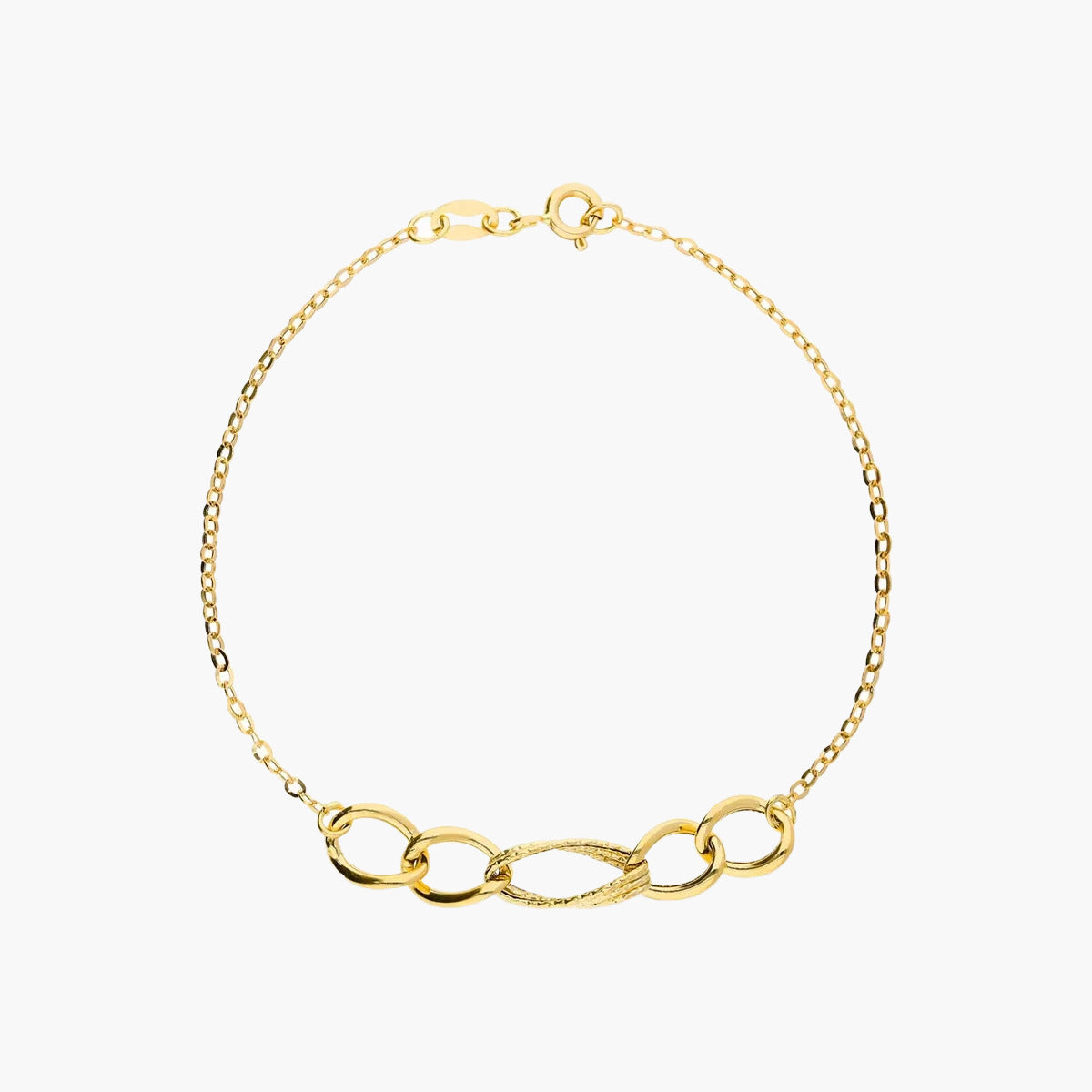 Pulsera de oro 18K eslabón anillas con cadena 19 cm