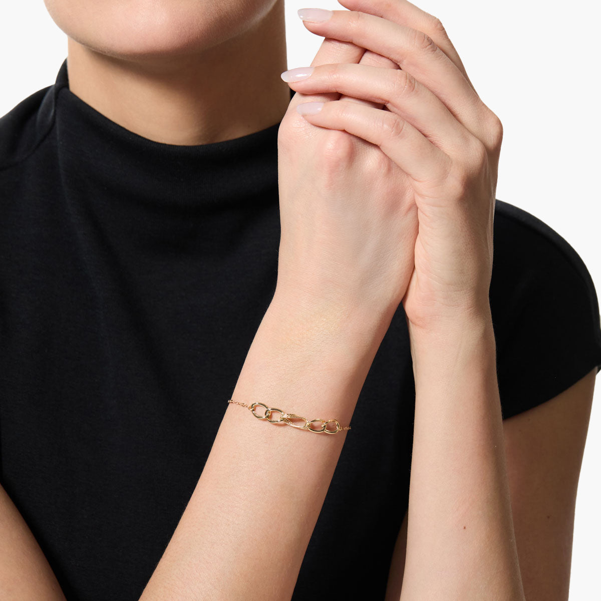 Pulsera de oro 18K eslabón anillas con cadena 19 cm