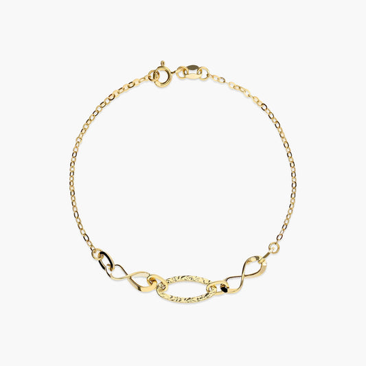 Pulsera de oro 18K eslabón anillas con cadena 19 cm