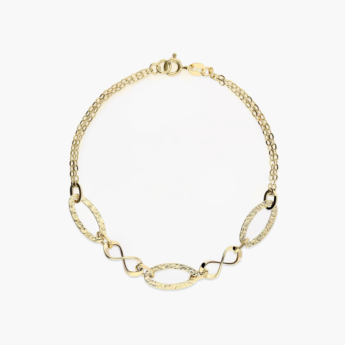 Pulsera de oro 18K eslabón anillas con cadena 19 cm INFINITY