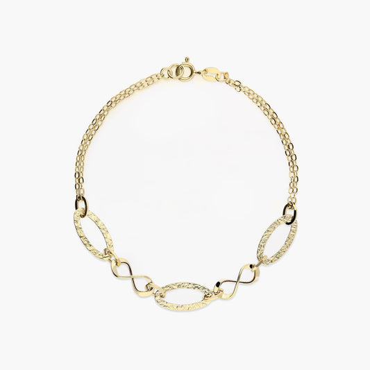 Pulsera de oro 18K eslabón anillas con cadena 19 cm INFINITY
