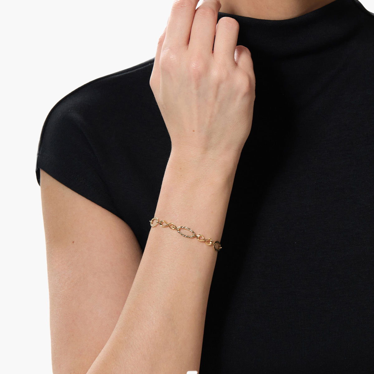 Pulsera de oro 18K eslabón anillas con cadena 19 cm INFINITY