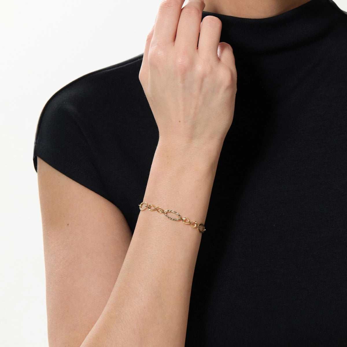 Pulsera de oro 18K eslabón anillas con cadena 19 cm INFINITY