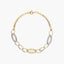 Pulsera de oro bicolor 18K eslabón anillas con doble cadena 19 cm