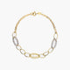 Pulsera de oro bicolor 18K eslabón anillas con doble cadena 19 cm